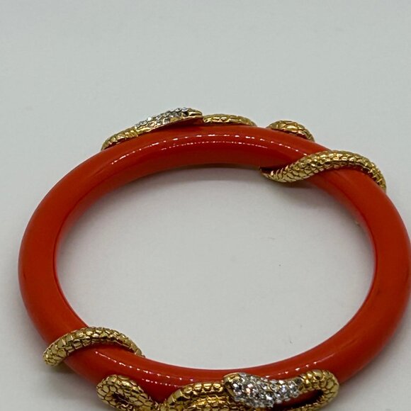 Coral Snake Bangle Bracelet Gold Snake Serpent Crystals Animal Wrap Statement - Picture 7 of 10